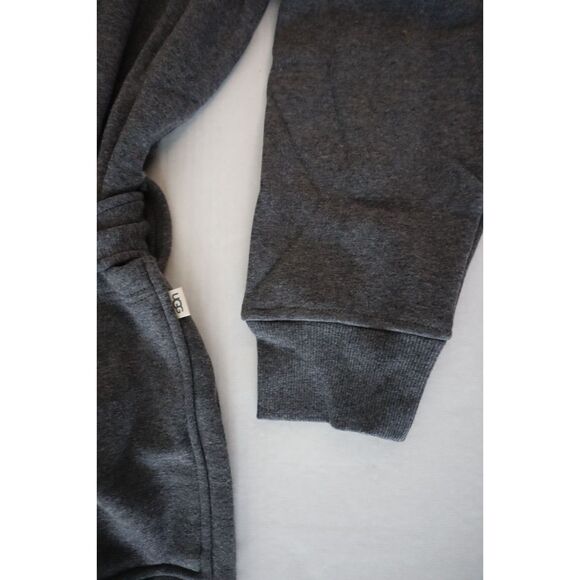UGG Men's Sz L/XL Charcoal Heather Gray Leeland Hooded Cotton Blend Robe - Picture 13 of 15
